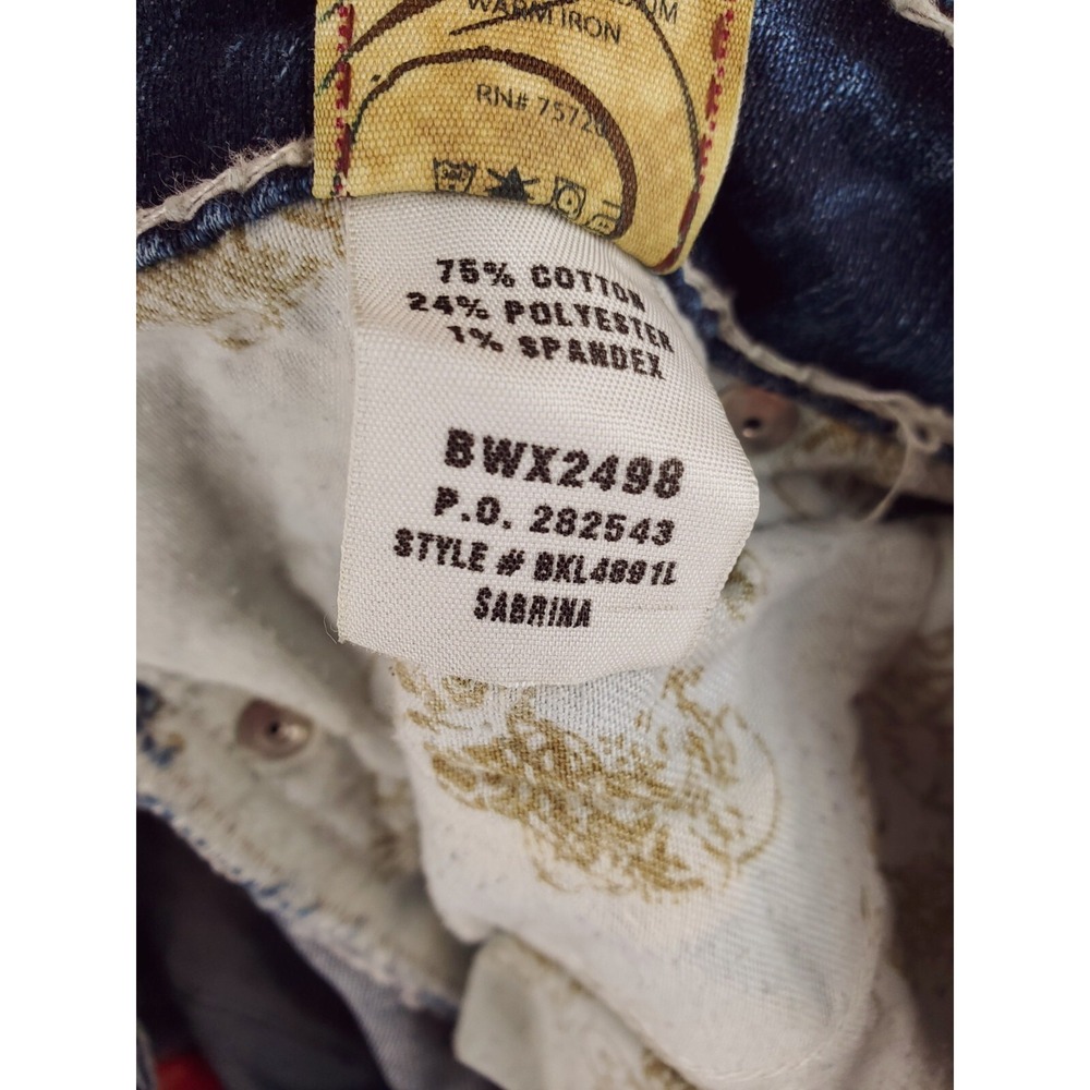BKE Jeans Womens 28 Sabrina Flared Boot Distressed Thick Stitch Patchwork Y2K - Picture 12 of 16